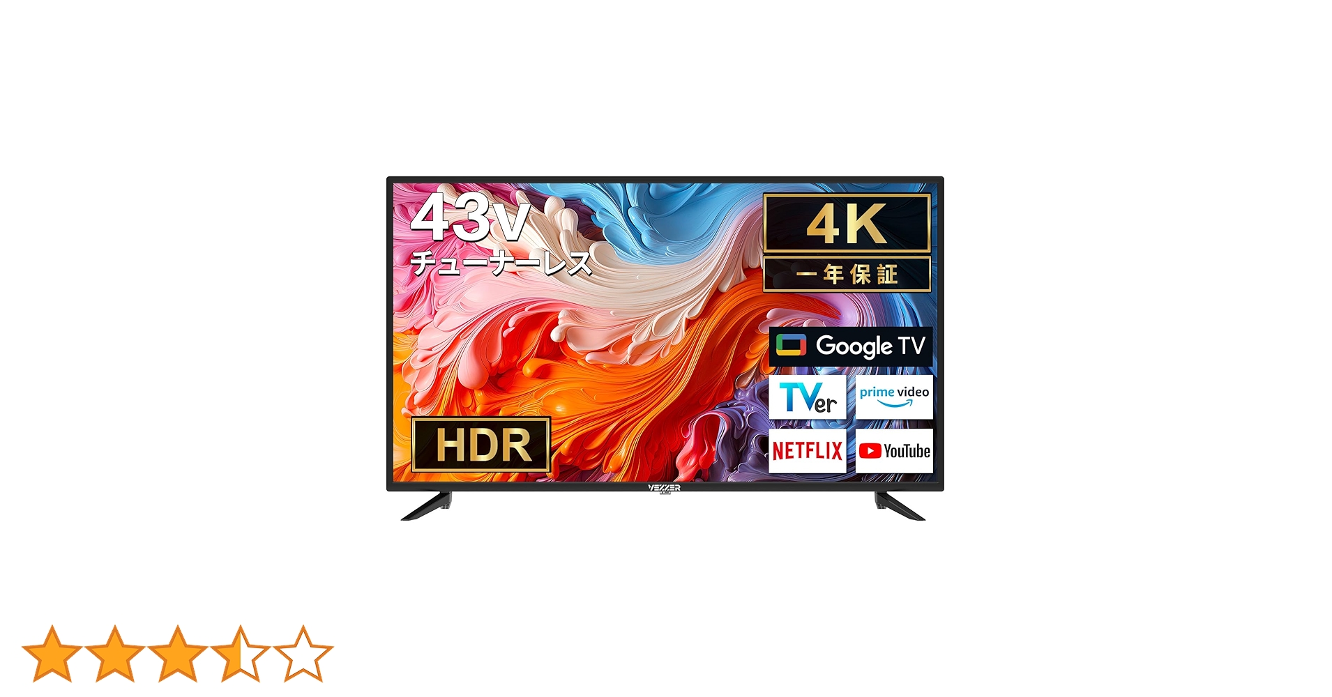 Amazon.co.jp: VEZZER 43 V inch 4K Google TV Internet Video